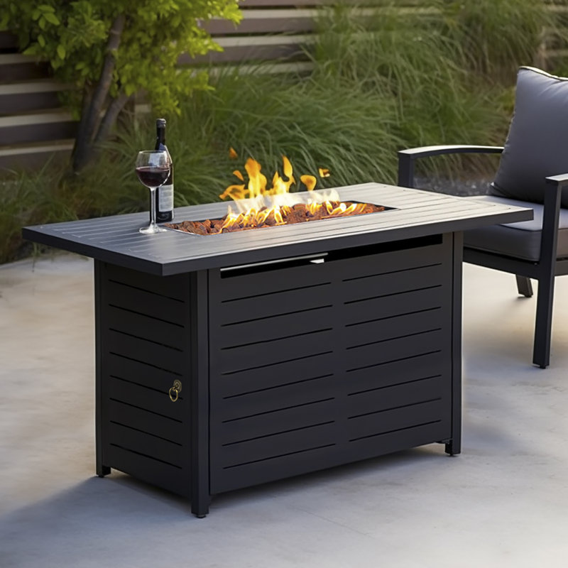 Rectangle Aluminum Fire Pit Table with Hidden Fuel Tank