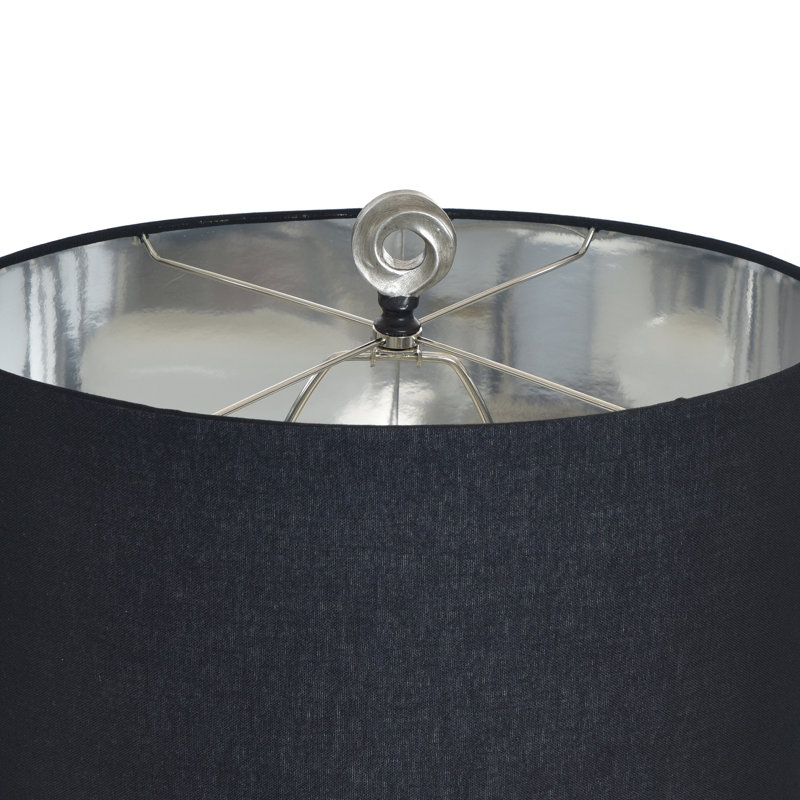Lampe de table Poly - Argent infini - Abat-jour noir