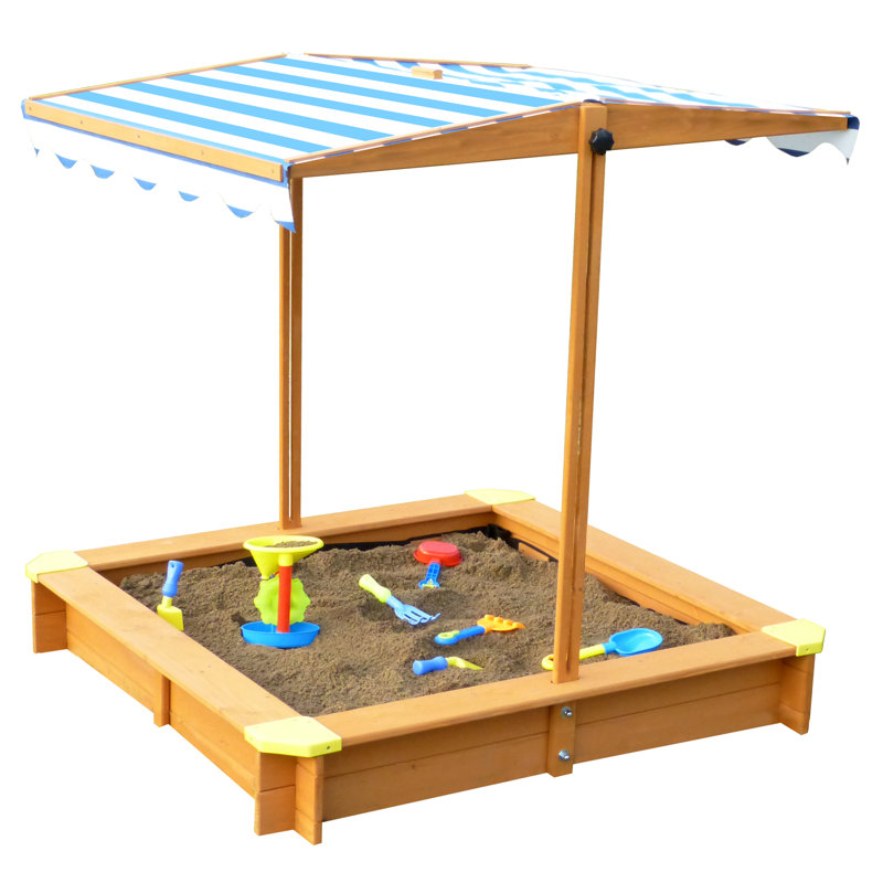 Bac à sable carré en bois massif 4 'x 4' avec couvercle Winslow