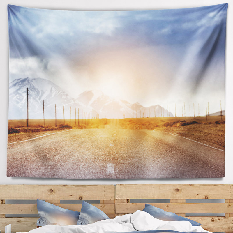 Tapisserie de polyester droit en bleu ciel avec accessoires suspendus inclus, H 78 po x l 92 po