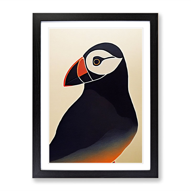 Puffin Art Vol.3 - Single Picture Frame Print, 64cm H x 46cm W x 2cm D, Walnut