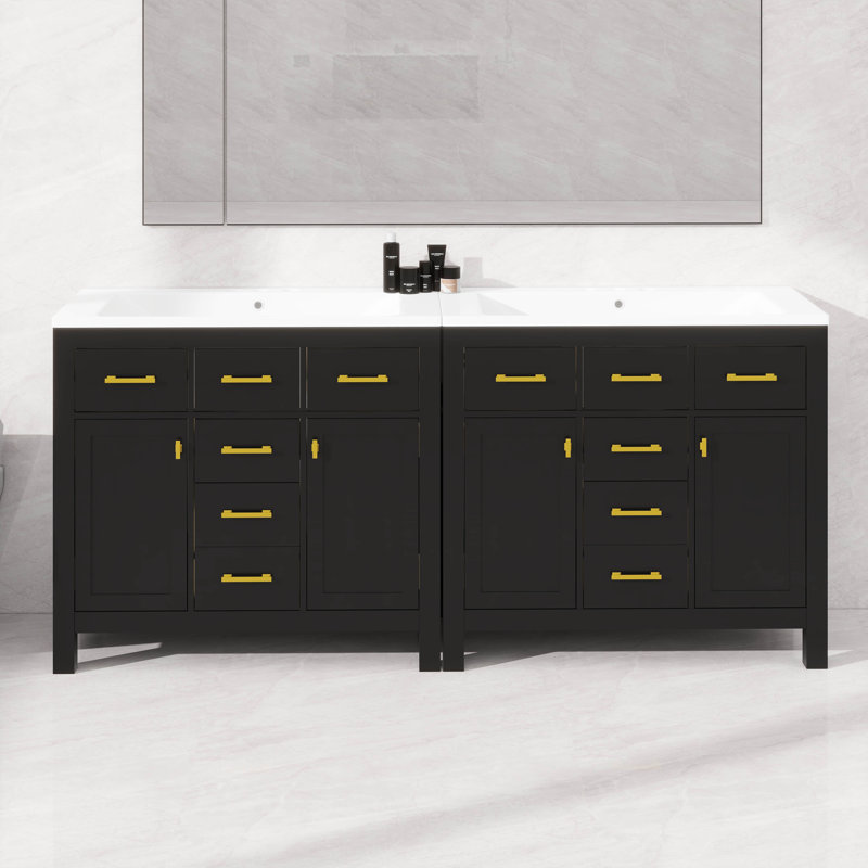 Modern Freestanding Bathroom Cabinet With Drawers & Cabinets, Black