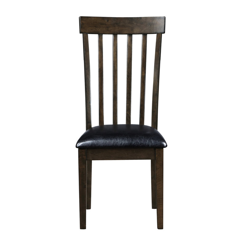 Finition des chaises en bois (de 2) - Assise rembourrée en similicuir noir pour manger 2 chaises en bois avec siège