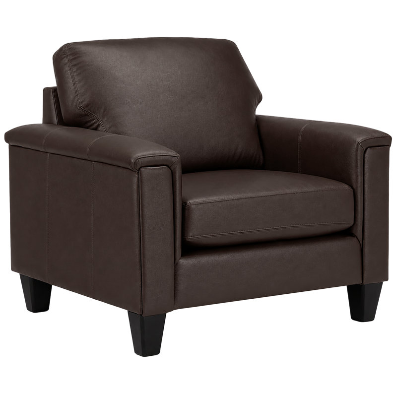 Fauteuil en cuir fleur 37 po Benson, Cuir véritable espresso