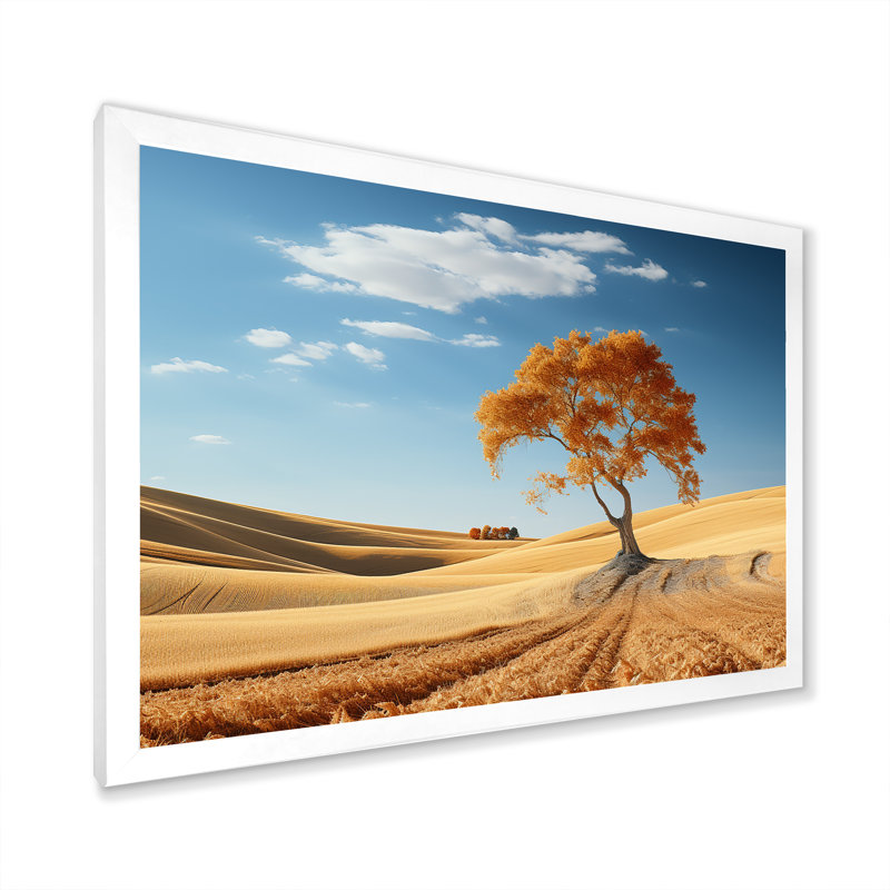 «Countryside Tree Meadow Charm», reproduction sur toile, Cadre simple blanc, H 34 po x l 44 po x P 1,5 po