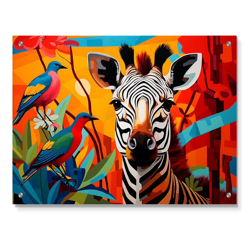 Pop Art, zèbre de la faune - Art mural acrylique Pop Art moderne, H 30 po x l 40 po