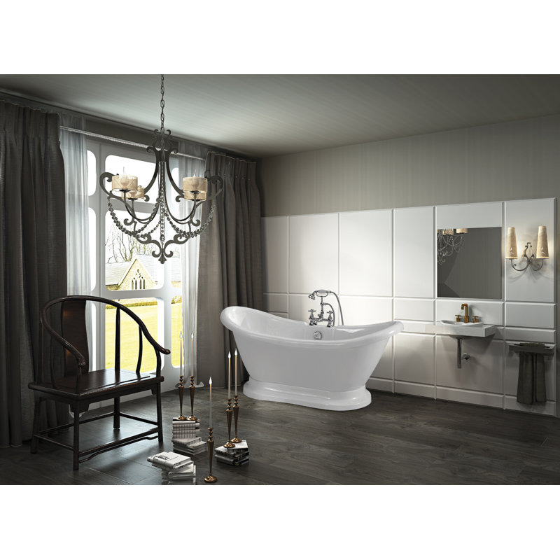 Monterrey 63'' x 28'' Soaking Acrylic Bathtub, No Faucet, No Holes