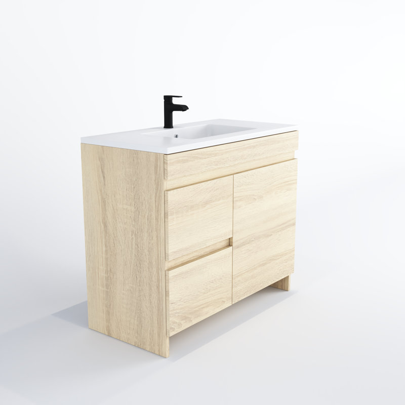 Waelyn 36'' Single Bathroom Vanity with Acrylic Top, White Oak
