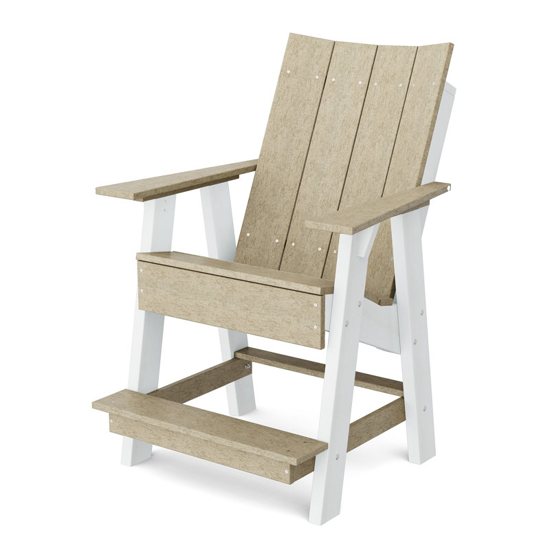 Chaise haute Adirondack contemporaine, Bois patiné / blanc