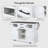 54.9" Kitchen Island With Drop Leaf, Power Outlet, Kitchen Storage Cart With 4 Door Shelves, Cross Barn Doors & Visual Glass Door, Rolling Kitchen Island On 4 Wheels For Kitchen, Dining Room,White-714446062