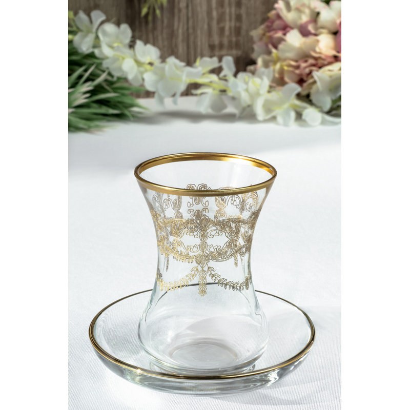 Ensemble de 6 oz 4 pièces Jakob Ensemble verre à thé / verre à café, Or