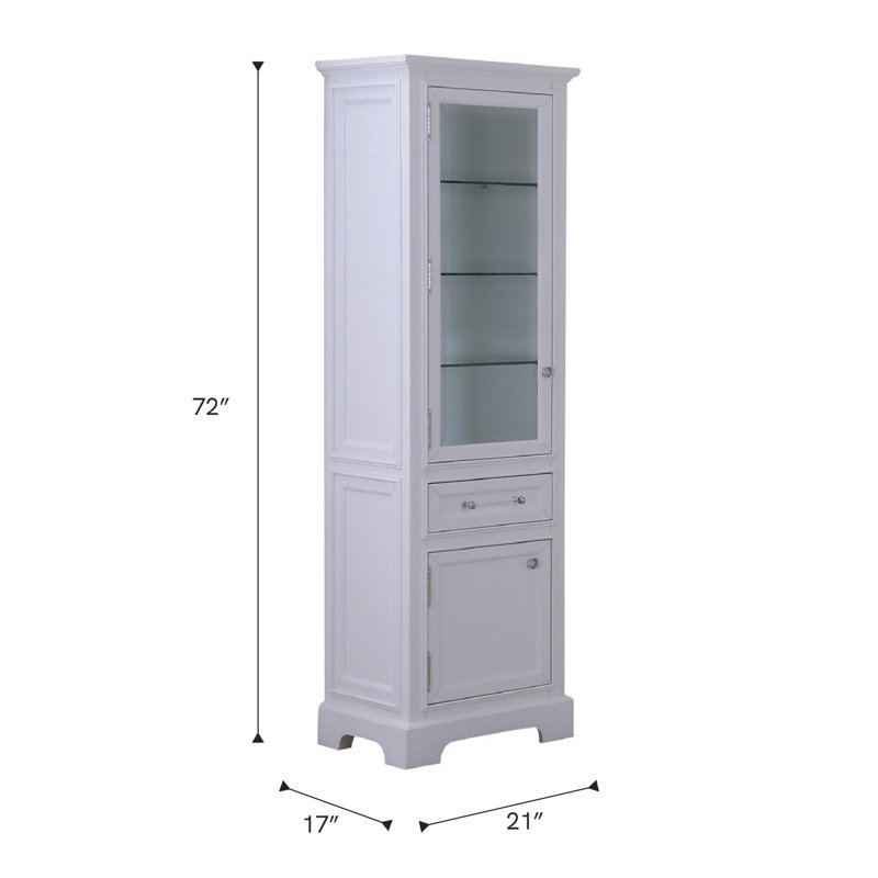 Anchita Solid Wood Frame Linen Cabinet, White