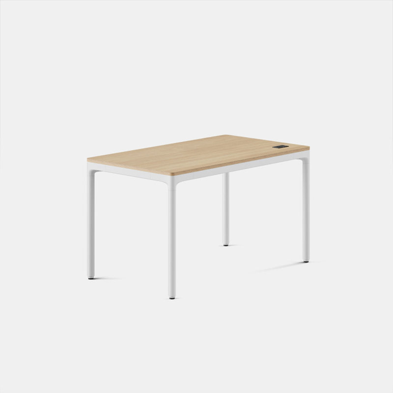 Four Leg Standing Desk, White, Woodgrain, 44.6" H x 48" W x 27" D