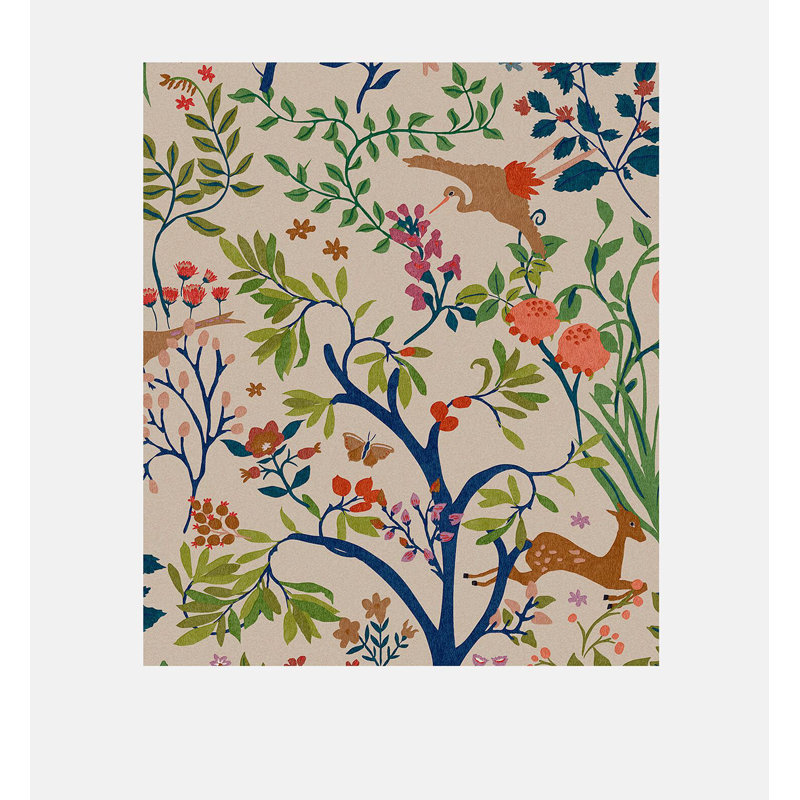 Joules Enchanted Woodland Floral and Animal Wallpaper, Cream