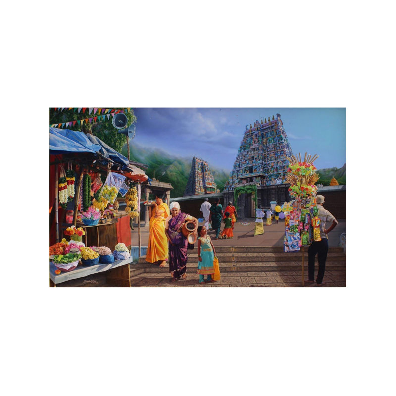 "Kallalagar Temple", peinture à l'huile par Gokulam Vijay