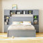 Grand lit en bois avec armoire tout-en-un, tablette et prises, gris-2036645118