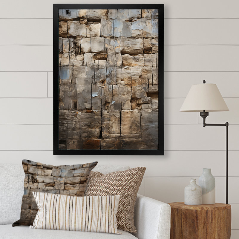 «Baljeet Hebrew Western Wall Collage II», reproduction sur toile encadrée, H 40 po x l 30 po x P 1,5 po, Cadre photo noir