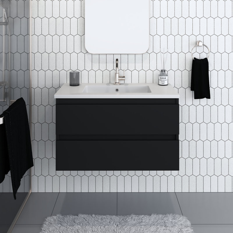 Salt 36'' Single Bathroom Vanity with Resin Top, Black