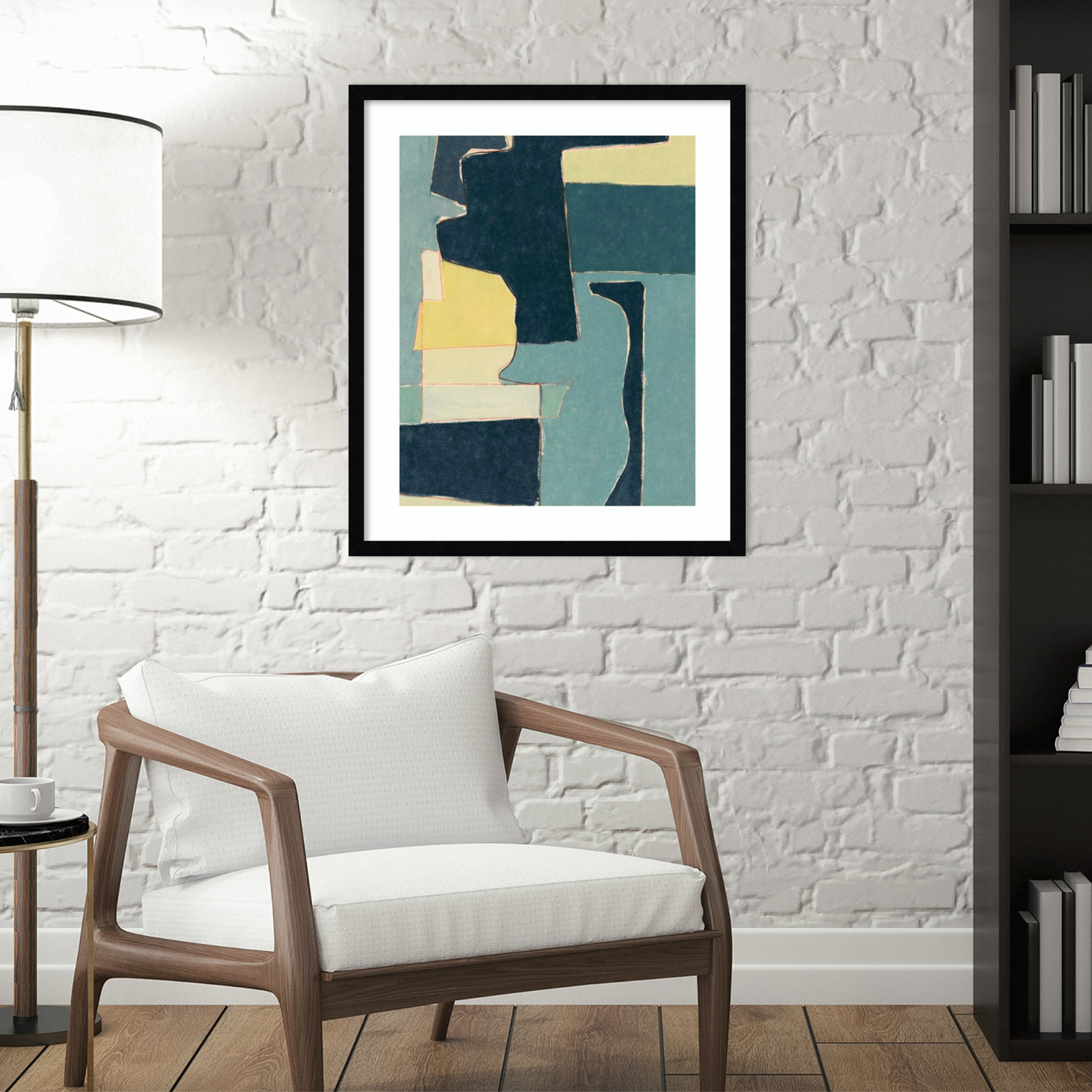 Blue Note II Painting by Rob Delamater, Black, 25" H x 21" W x 1" D