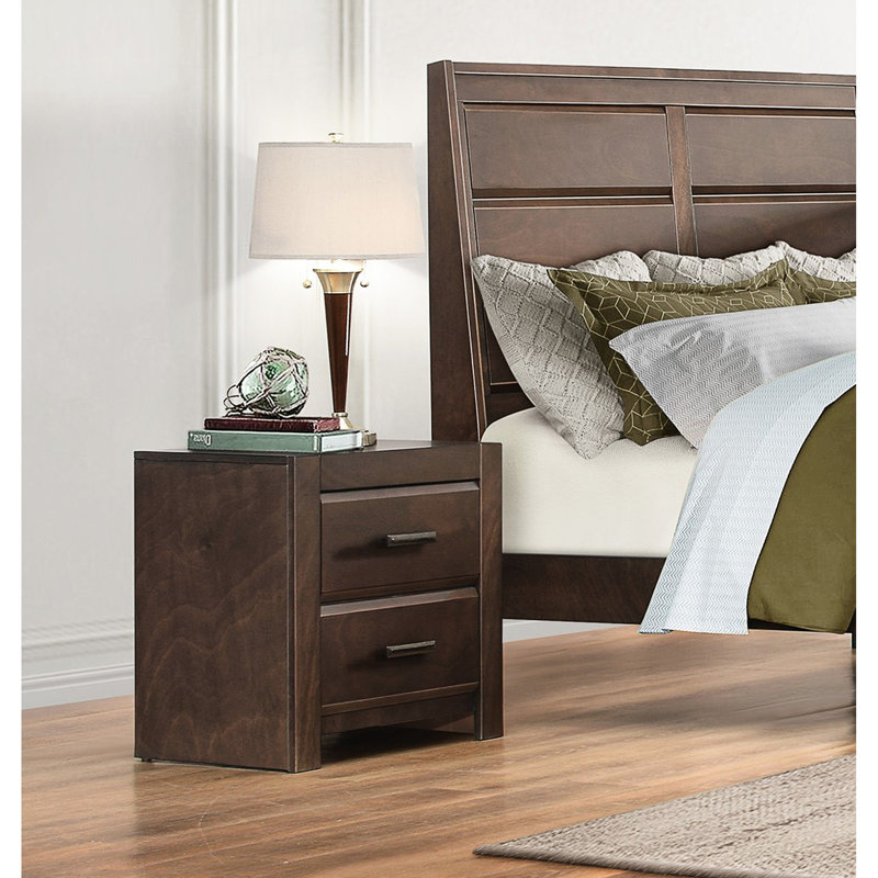 Table de chevet 2 tiroirs de style contemporain avec meubles de chambre à coucher de finition - couleur de tiroir