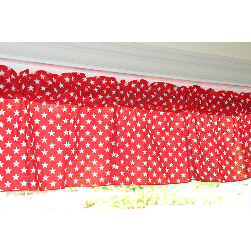 Cantonnière à motif d'étoiles, L 58 po x L 16 po, Rouge