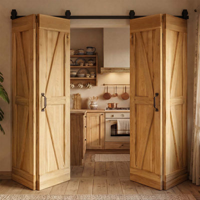 Favian Double Bi-Folding System Solid Oak Barn Door