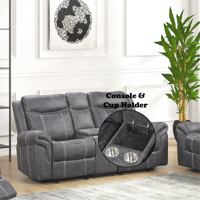 Microfibre gris foncé avec mécanisme en contreplaqué et coussin de dossier serré à hauteur de mouvement de 20 po