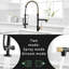 Robinet de cuisine noir et doré, poignée simple, robinet contemporain à finition rouille - et or, pratique