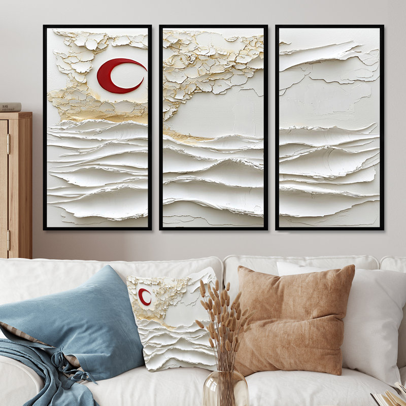 Ensemble de salon rouge Red Pamukkale Hot Springs - Turquie, H 28 po x l 36 po x P 1 po, Toile avec cadre flottant noir