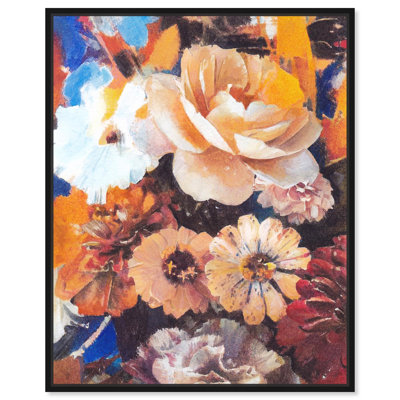 Art floral rétro sur toile avec détails floraux par Art Remedy