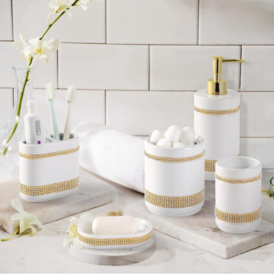 Bathroom Accessories Set With Diamonds 5 Pieces