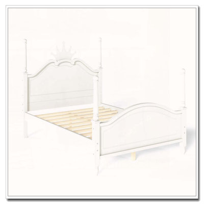 Lit plateforme à quatre colonnes avec tête de lit en forme de couronne