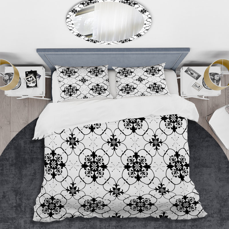 Ensemble de housse de couette noir et blanc quadrilobe VI - transitionnel, Housse de couette très grand et 2 très grandes t