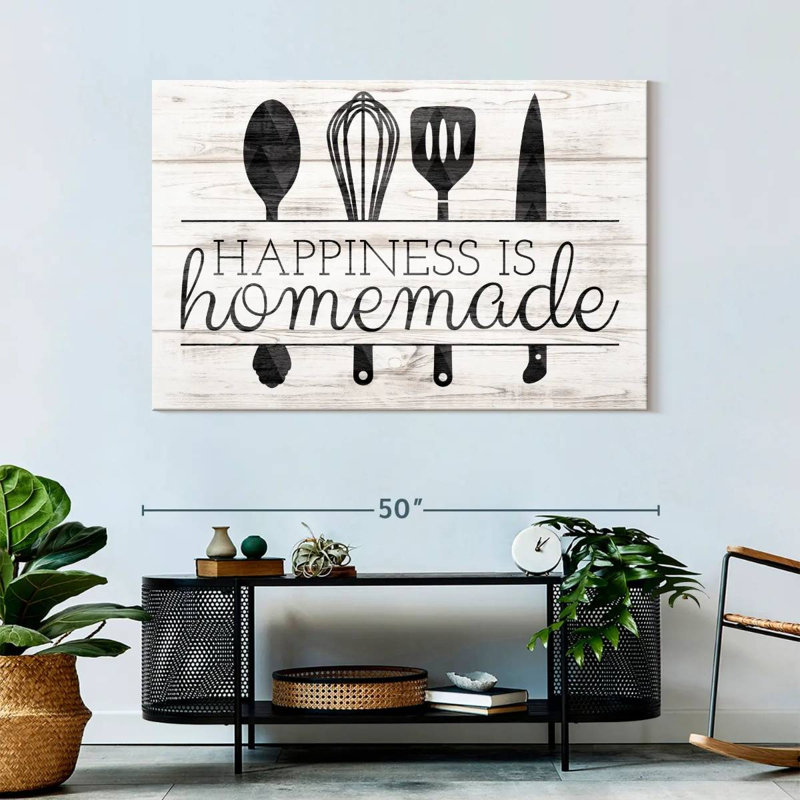 «Happiness Is Hommade Kitchen Tools», reproduction sur toile, H 32 po x l 48 po x P 1,25 po