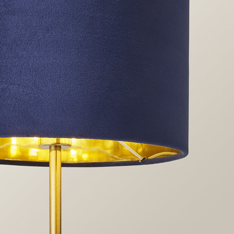 Waynetown Metal Table Lamp, Blue, Velvet