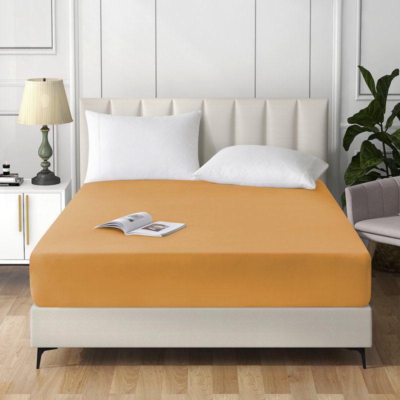 Extra Deep Pocket Microfiber Solid Fitted Sheet, Queen, Yellow