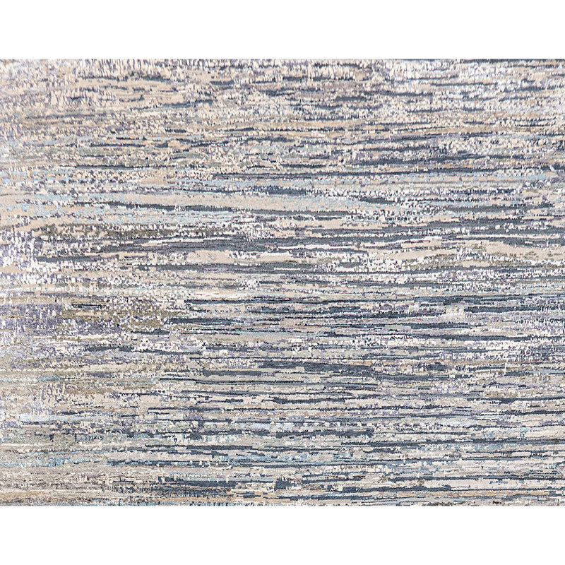 Tapis gris et argent noué à la main de haute qualité, Rectangle de 5 pi x 8 pi