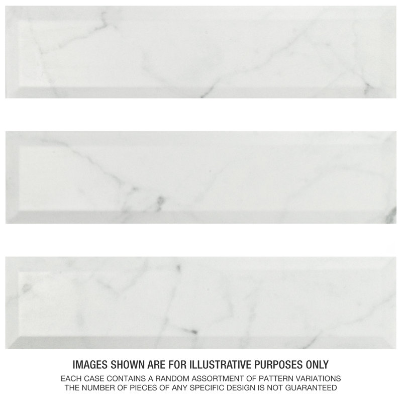 Classico Carrara 3" x 12" Ceramic Stone Look Subway Tile