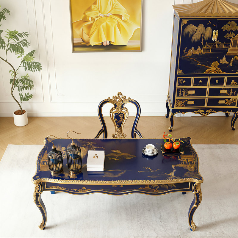 Bureau rectangulaire 62,99 "Mid-Century vintage bleu royal peint à la main