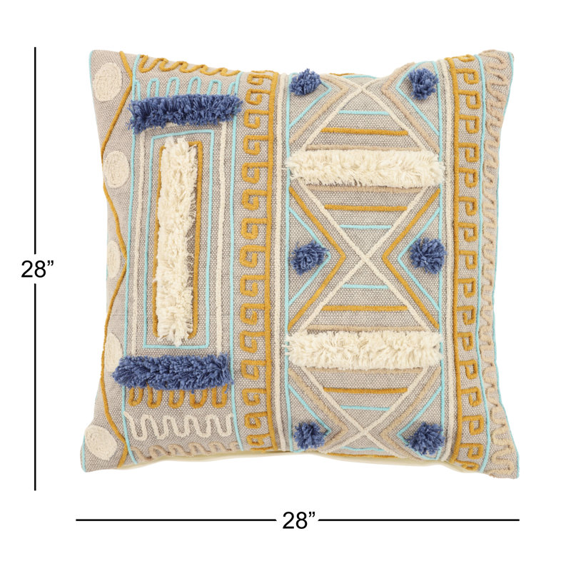 Fringed Chenille Throw Pillow, 28” x 28”