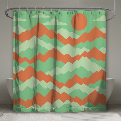 Rideaux de douche vert et orange