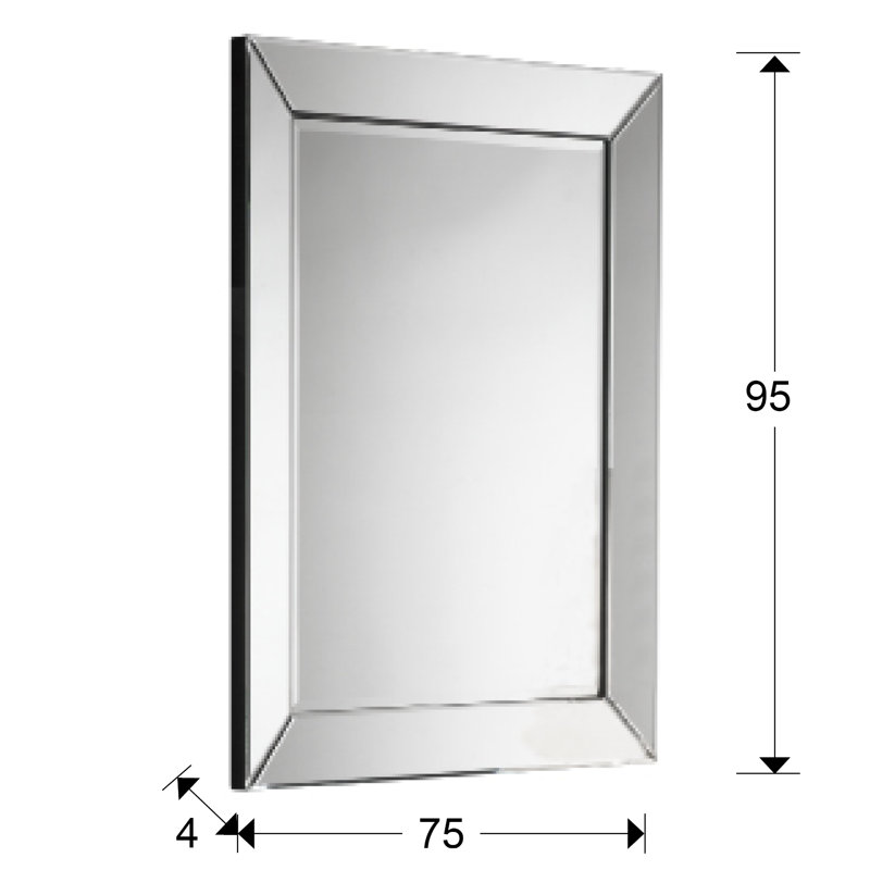 Balceta Glass Flat Wall Mirror, 95cm H x 75cm W