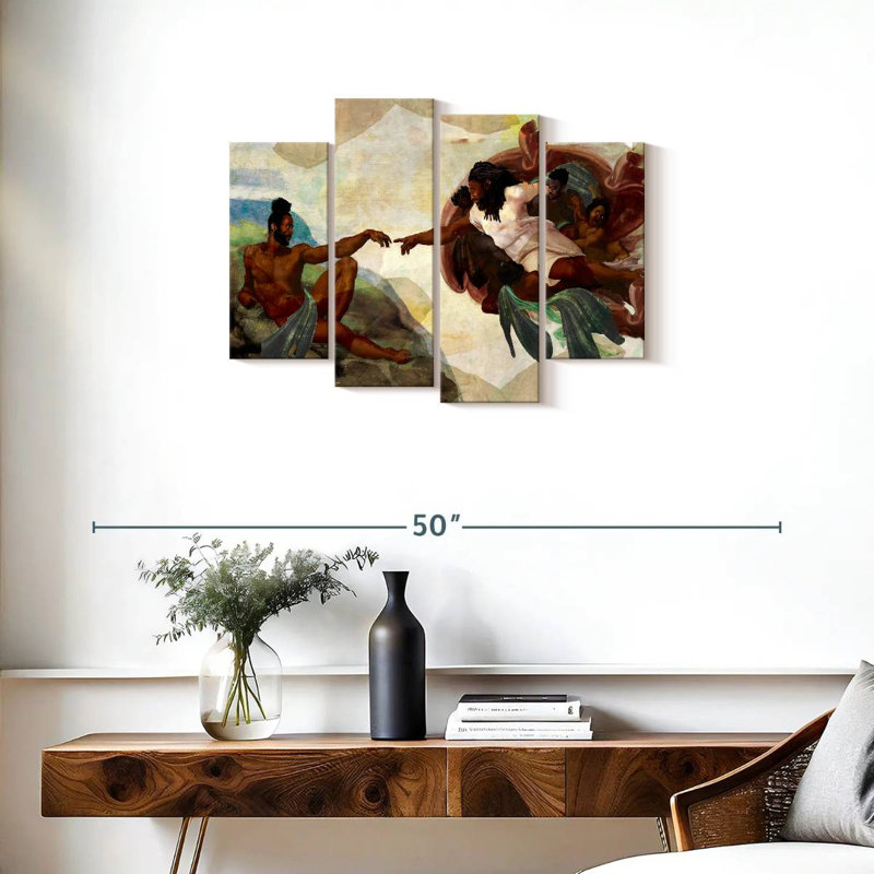 Impression sur toile multi-pièces, "création de Adam", H 22 po x l 36 po x P 1 po