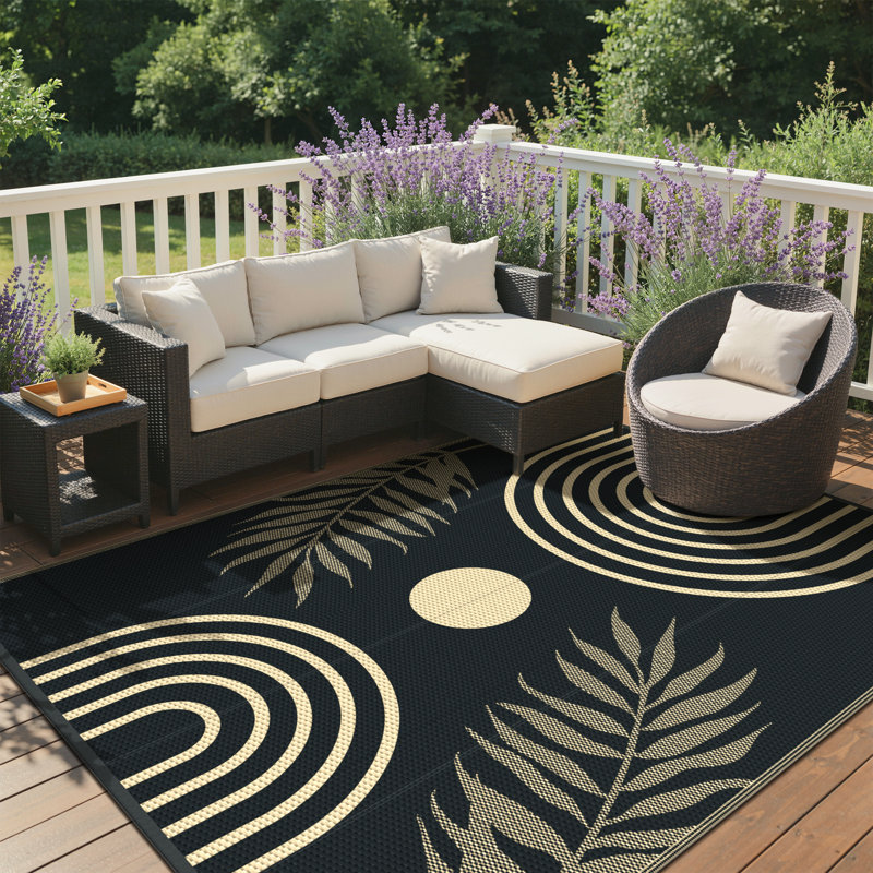 Tapis intérieur / extérieur réversible Shimeek, tapis extérieur en plastique imperméable, Rectangle 9 pi x 12 pi