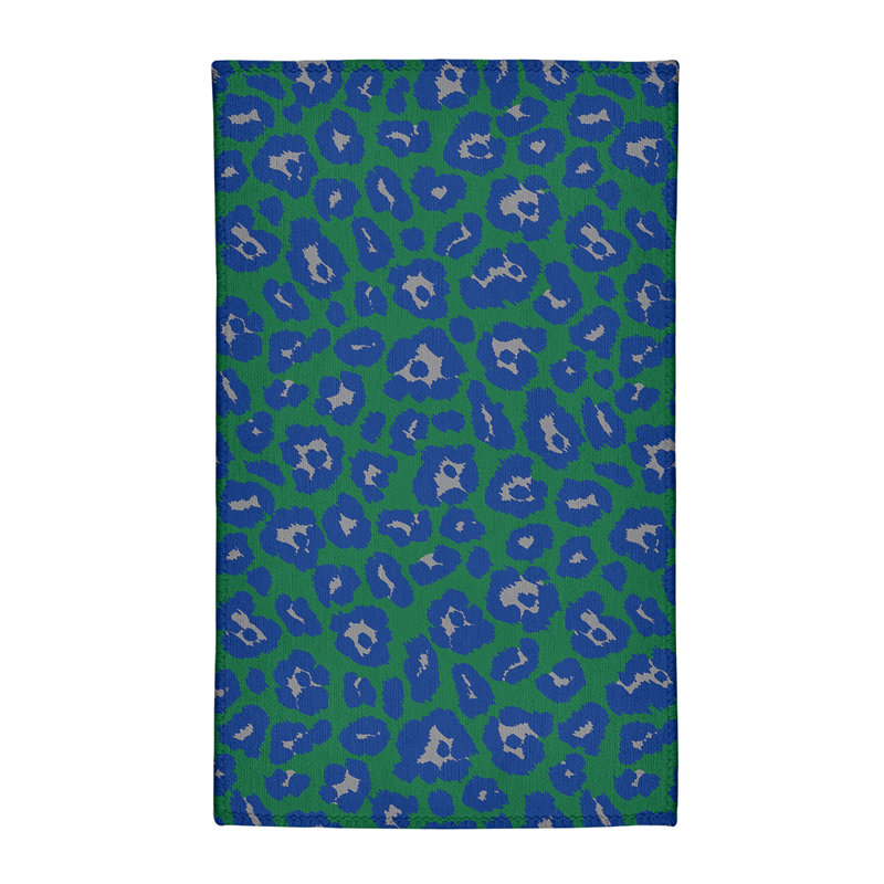 Imprimé animalier vert/bleu/gris Tapis décoratif, Rectangle 2 pi x 3 pi