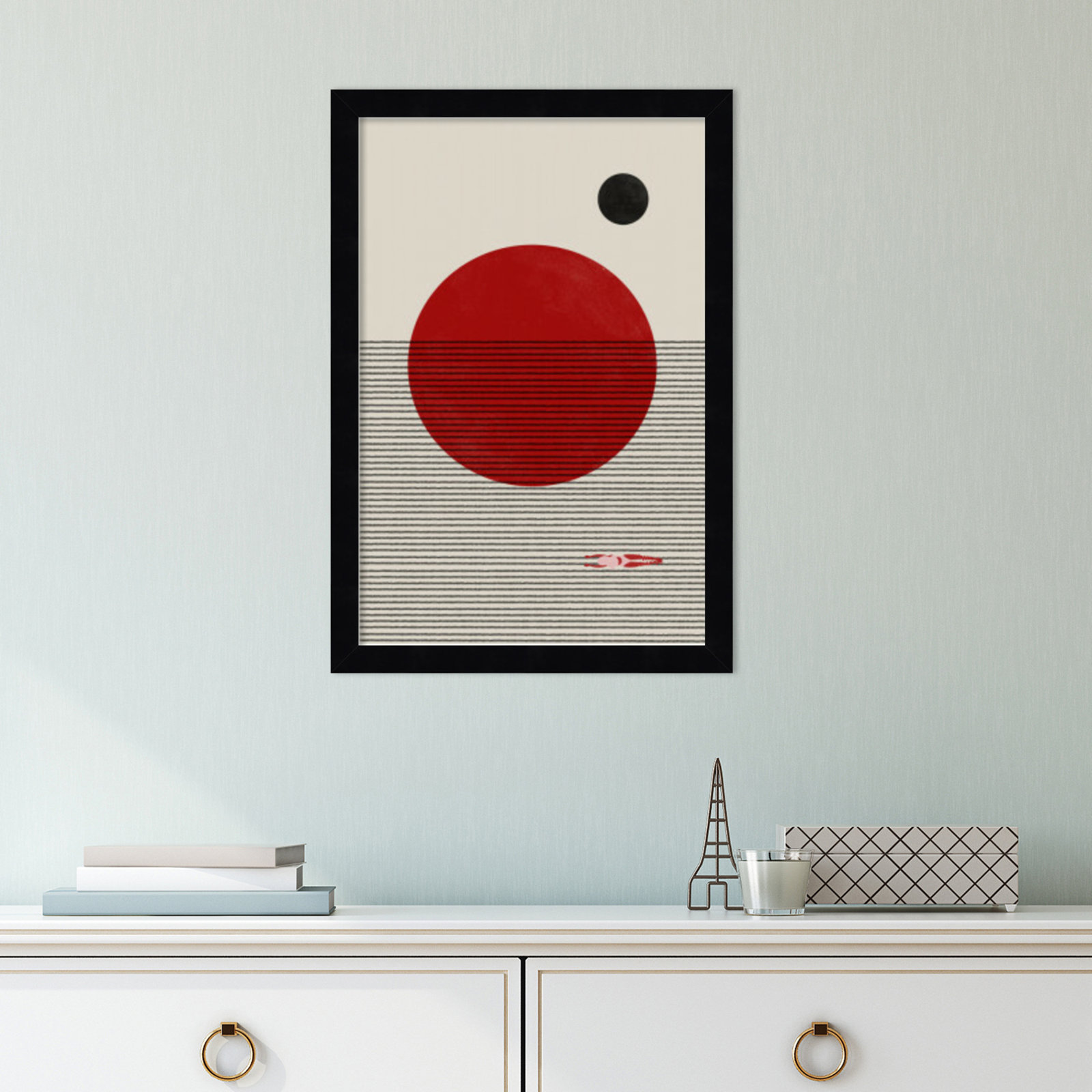 Swimming to You Print, Black, 17" H x 12" W x 1" D