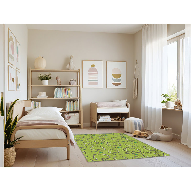 Tapis vert/noir à motifs, Rectangle 3 pi x 5 pi