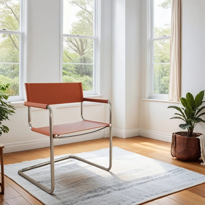 Chaise de réception l 22,95 po avec structure en acier inoxydable, Ambre