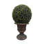 Plante artificielle de 24 po de hauteur, arbuste topiaire en forme de boule dans un pot à piédestal en bronze pour une utilisation intérieure et extérieure