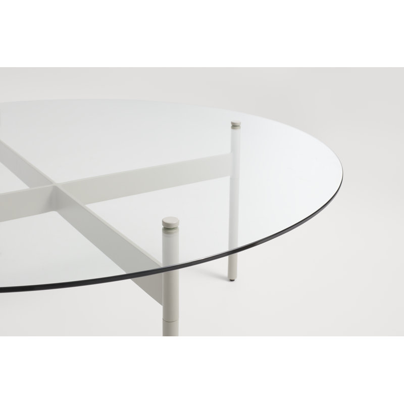 Flume Coffee Table, 14" H x 47" W x 31" D, Clear/Putty